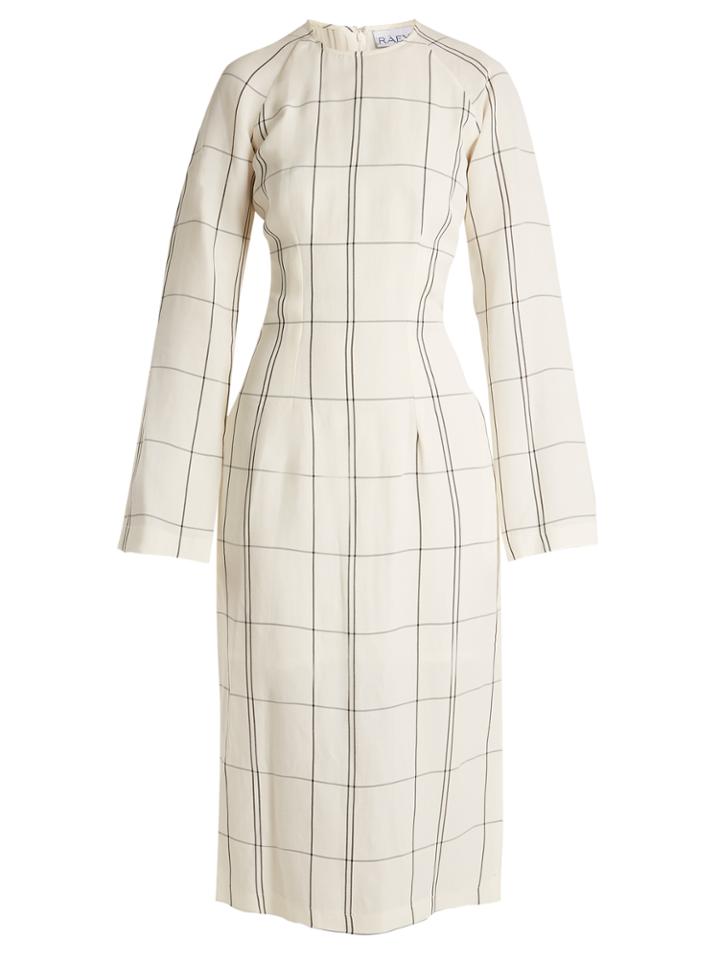 Raey Darted Long-sleeved Checked-twill Dress