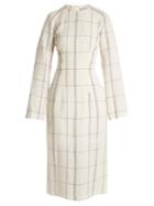 Raey Darted Long-sleeved Checked-twill Dress