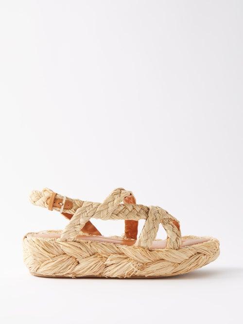 Clergerie - Antona Woven-raffia Sandals - Womens - Nude