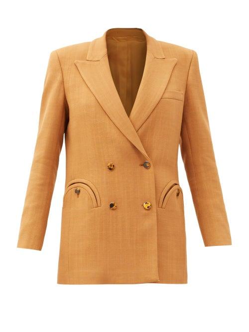 Matchesfashion.com Blaz Milano - Santana Double-breasted Slubbed-hopsack Blazer - Womens - Camel