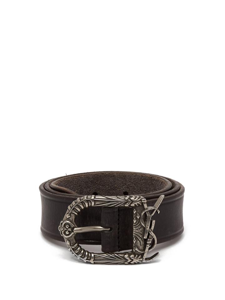 Saint Laurent Logo-buckle Leather Belt