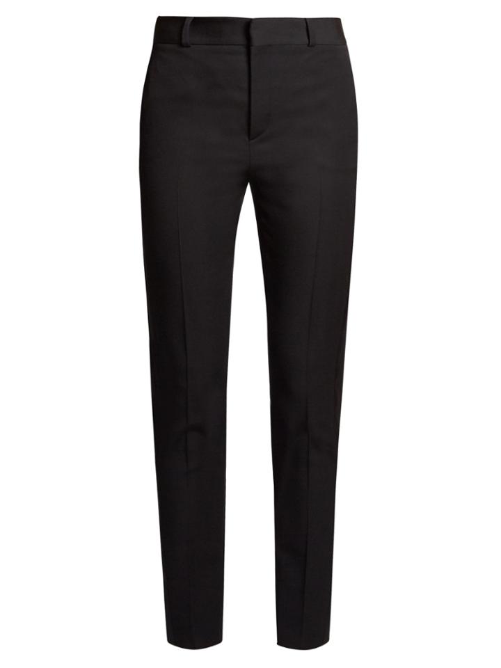 Saint Laurent High-rise Slim-leg Wool Tuxedo Trousers