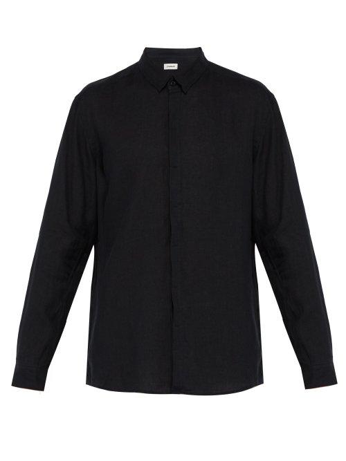 Matchesfashion.com Commas - Point Collar Linen Shirt - Mens - Black