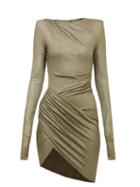 Matchesfashion.com Alexandre Vauthier - Micro Crystal-embellished Wrap-front Mini Dress - Womens - Dark Green