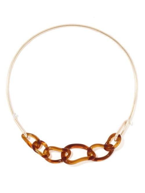 Annika Inez - Gloss Glass & 14kt Gold-filled Necklace - Womens - Brown