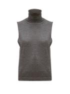 Matchesfashion.com The Row - Becca Roll-neck Cashmere Sleeveless Sweater - Womens - Dark Grey