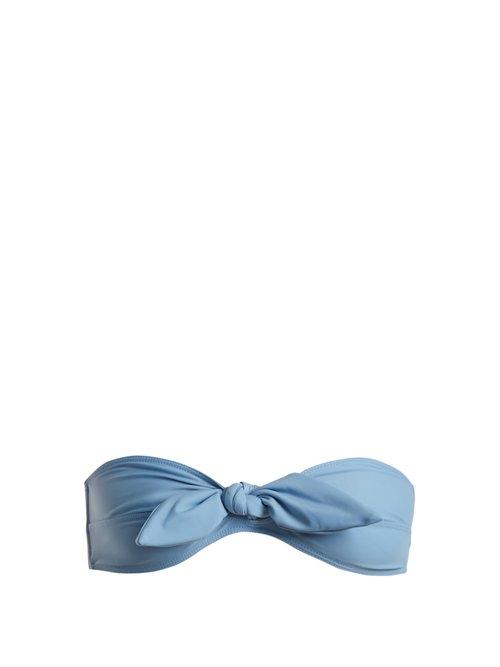 Matchesfashion.com Ephemera - Tie Front Bandeau Bikini Top - Womens - Blue