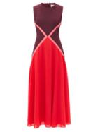 Ladies Rtw Roksanda - Adabela Chevron-panelled Crepe Midi Dress - Womens - Red