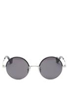 Matchesfashion.com Loewe - Round Metal And Leather Sunglasses - Mens - Black