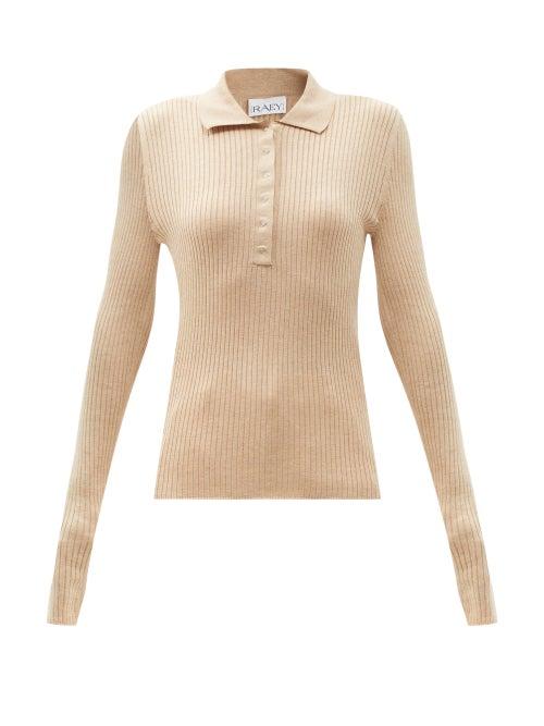 Matchesfashion.com Raey - Lightweight Silk-blend Knitted Polo Shirt - Womens - Beige