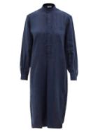 Charvet - Stand-collar Linen Shirt Dress - Womens - Navy
