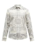 Mens Rtw Etro - Paisley-print Cotton-twill Shirt - Mens - Grey Multi