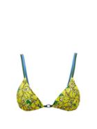 Matchesfashion.com Diane Von Furstenberg - Marion Lemon Print Triangle Bikini Top - Womens - Yellow Multi