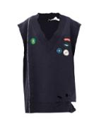 Matchesfashion.com Raf Simons - Aw16 Oversized Distressed-wool Sleeveless Sweater - Womens - Navy