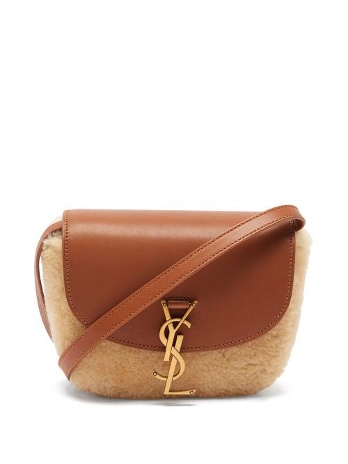 Saint Laurent - Kaia Small Shearling Cross-body Bag - Womens - Beige