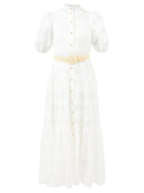 Zimmermann - Rosa Striped Cotton-blend Voile Shirt Dress - Womens - Ivory