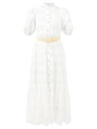 Zimmermann - Rosa Striped Cotton-blend Voile Shirt Dress - Womens - Ivory
