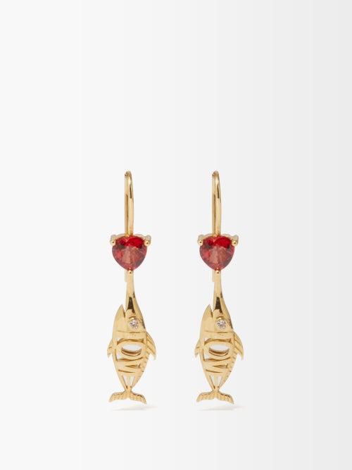 Daniela Villegas - Flechado Diamond, Sapphire & 18kt Gold Earrings - Womens - Red Multi