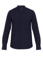 Matchesfashion.com Giorgio Armani - Zigzag Weave Cotton Blend Shirt - Mens - Navy