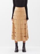 A.w.a.k.e. Mode - Panelled Faux-leather Midi Skirt - Womens - Light Brown