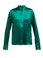 Matchesfashion.com Haider Ackermann - Lustrous Soutache Silk Blouse - Womens - Dark Green