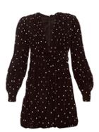 Matchesfashion.com Dodo Bar Or - Malenia Crystal Dot Ruched Front Velvet Dress - Womens - Black