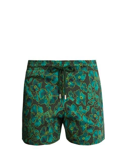 Matchesfashion.com Vilebrequin - Moorise Natural Flowers Print Swim Shorts - Mens - Green