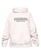 Balenciaga - Oversized Logo-print Cotton Hooded Sweatshirt - Womens - White