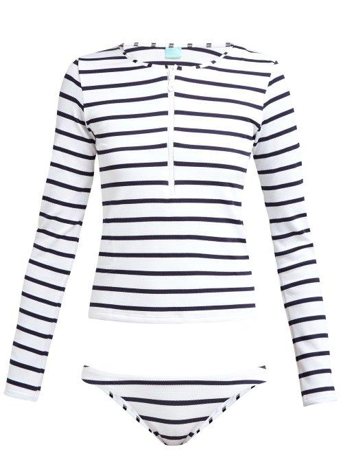 Matchesfashion.com Melissa Odabash - Cali Striped Rash Guard Bikini - Womens - Navy Stripe