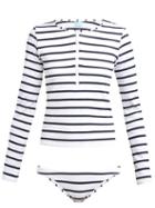 Matchesfashion.com Melissa Odabash - Cali Striped Rash Guard Bikini - Womens - Navy Stripe