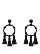 Matchesfashion.com Oscar De La Renta - Tassel Drop Hoop Earrings - Womens - Black