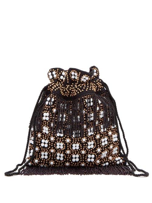 Matchesfashion.com Staud - Lance Bead Embroidered Canvas Pouch - Womens - Black Multi