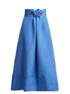 Matchesfashion.com Roksanda - Ankena Linen Blend Skirt - Womens - Blue