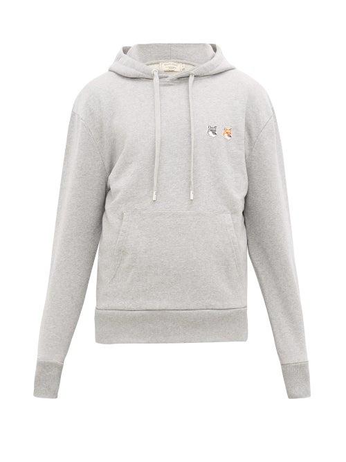 Matchesfashion.com Maison Kitsun - Double Fox Head-patch Cotton Hooded Sweatshirt - Mens - Grey