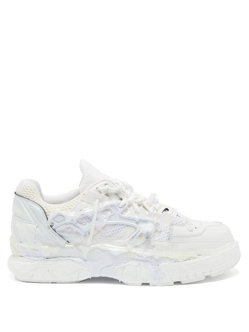 Matchesfashion.com Maison Margiela - Fusion Leather And Mesh Trainers - Mens - White