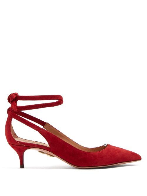 Matchesfashion.com Aquazzura - Milano 45 Suede Pumps - Womens - Red