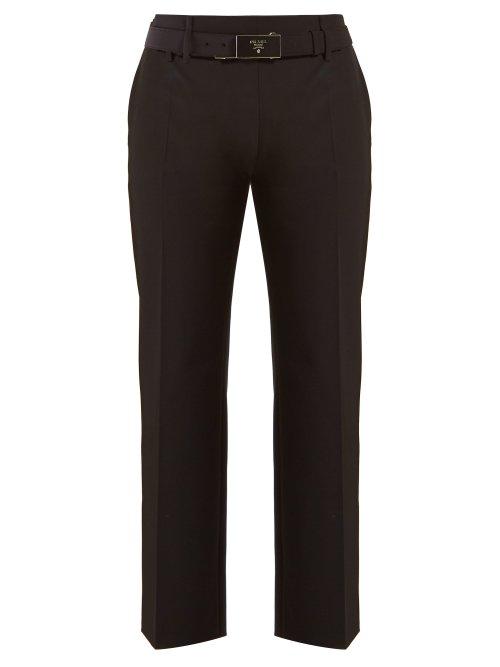 Matchesfashion.com Prada - Belted Cropped Crepe Trousers - Womens - Black