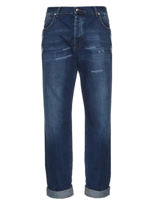 Mcq Alexander Mcqueen Distressed Straight-leg Cotton Jeans