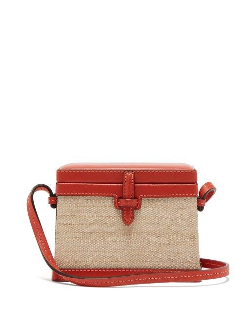 Matchesfashion.com Hunting Season - Square Trunk Mini Raffia Cross Body Bag - Womens - Red Multi