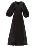 Matchesfashion.com Raey - Balloon-sleeve Crinkled Cotton-blend Maxi Dress - Womens - Black
