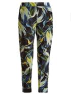 Matchesfashion.com Erdem - Giulia Night Bird Print Silk Cropped Trousers - Womens - Yellow Print
