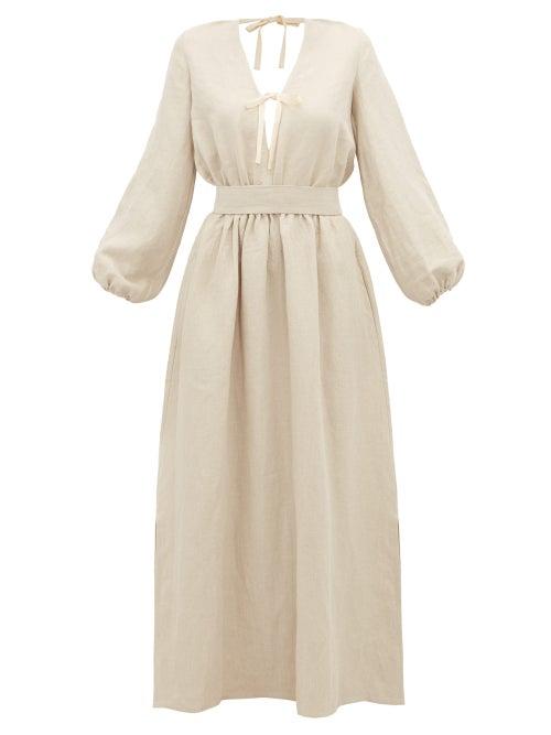 Matchesfashion.com White Story - Greta Linen Maxi Dress - Womens - Beige