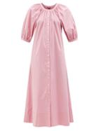 Staud - Vincent Gathered Cotton-blend Poplin Shirt Dress - Womens - Pink