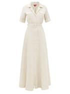 Staud - Millie Belted Linen Shirt Dress - Womens - Beige
