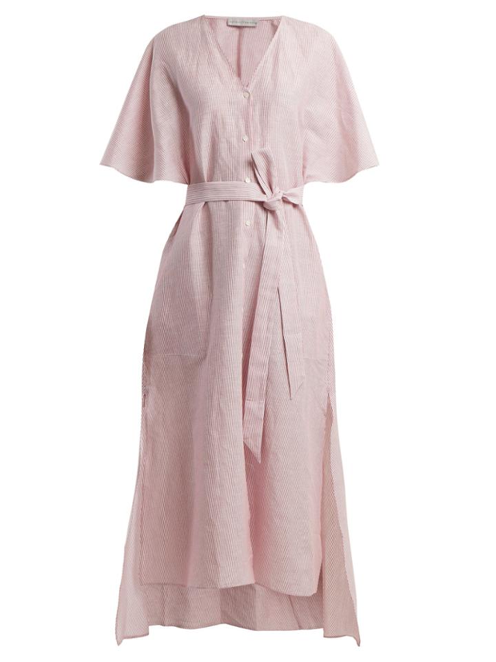 Palmer/harding Striped Linen And Cotton-blend Dress