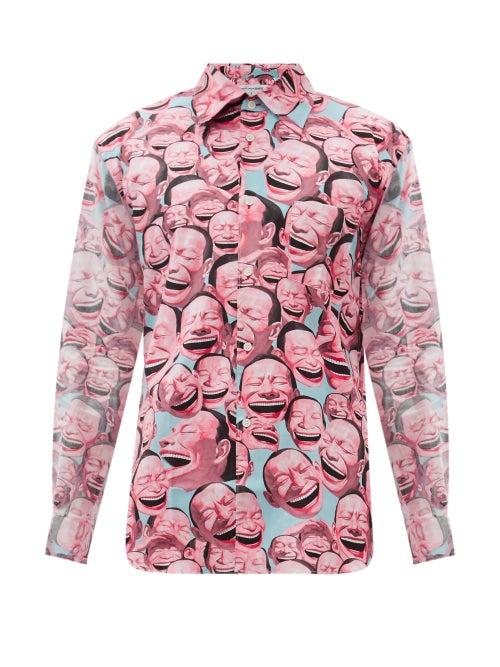 Matchesfashion.com Comme Des Garons Shirt - X Yue Minjun Printed Cotton-poplin Shirt - Mens - Pink Multi