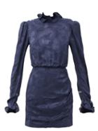 Matchesfashion.com Saloni - Rina B Daybreak-jacquard Silk-satin Dress - Womens - Navy