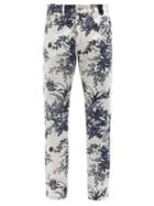 Erdem - Oliver Floral-print Slim-leg Jeans - Mens - Blue White