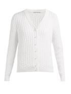 Matchesfashion.com Alessandra Rich - Cable Knit Cotton Blend Cardigan - Womens - White