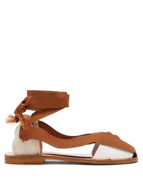 Matchesfashion.com Lvaro - X Thierry Colson Teresa Wraparound Leather Sandals - Womens - Brown White